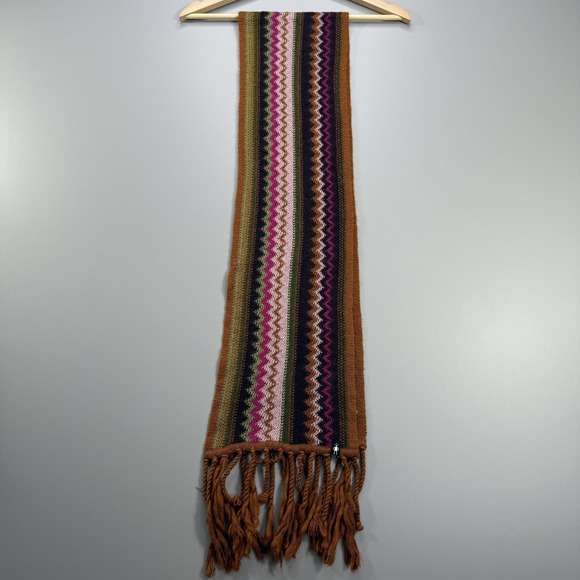 SmartWool Scarf Womens One Size Multicolor Knit Fringe Geometric Long Winter - Picture 3 of 9